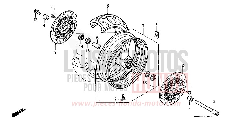 ROUE AVANT de VTR "FireStorm" PEARL FLASH YELLOW (Y163) de 2000